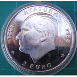 1998 ATATURK NICKEL COIN 2 euro